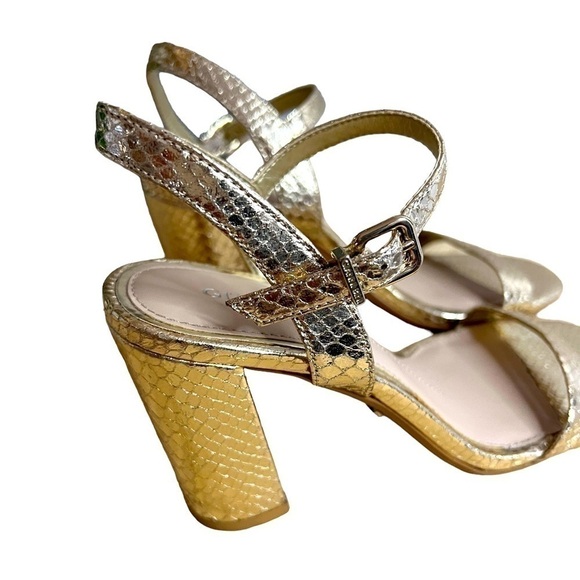 gianni BINI MCKARIA SAND GOLD BLOCK HEEL SLINGBACK DRESS SANDALS Size 7 - Picture 5 of 11